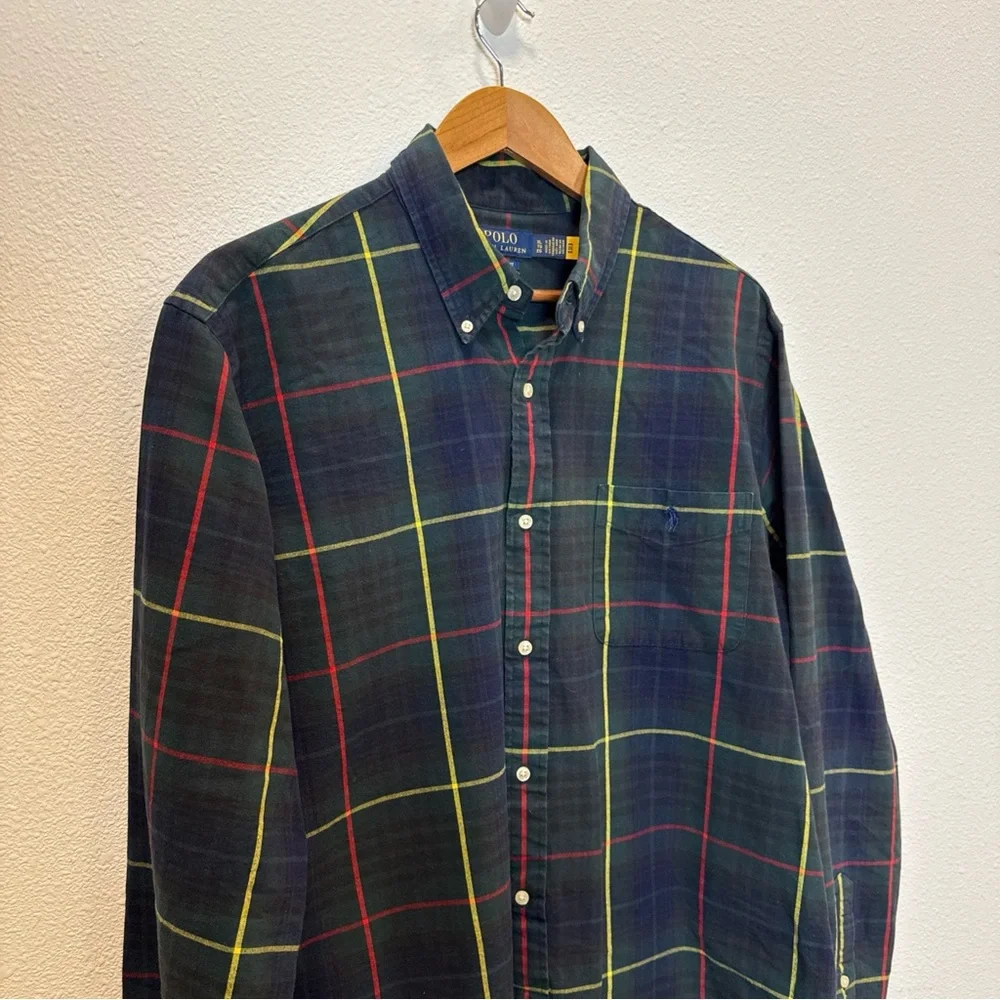 Polo by Ralph Lauren Men's Navy Plaid Shirt‎ XL